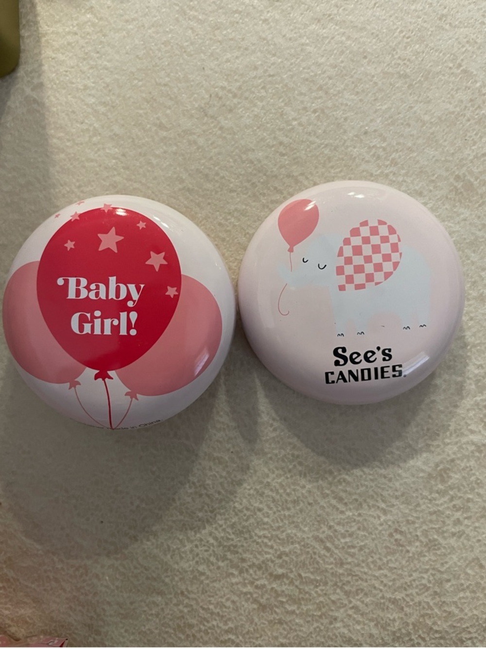 See’s Candies It’s A Baby Girl Lollipop Sucker Case Empty Tin Holder Gift